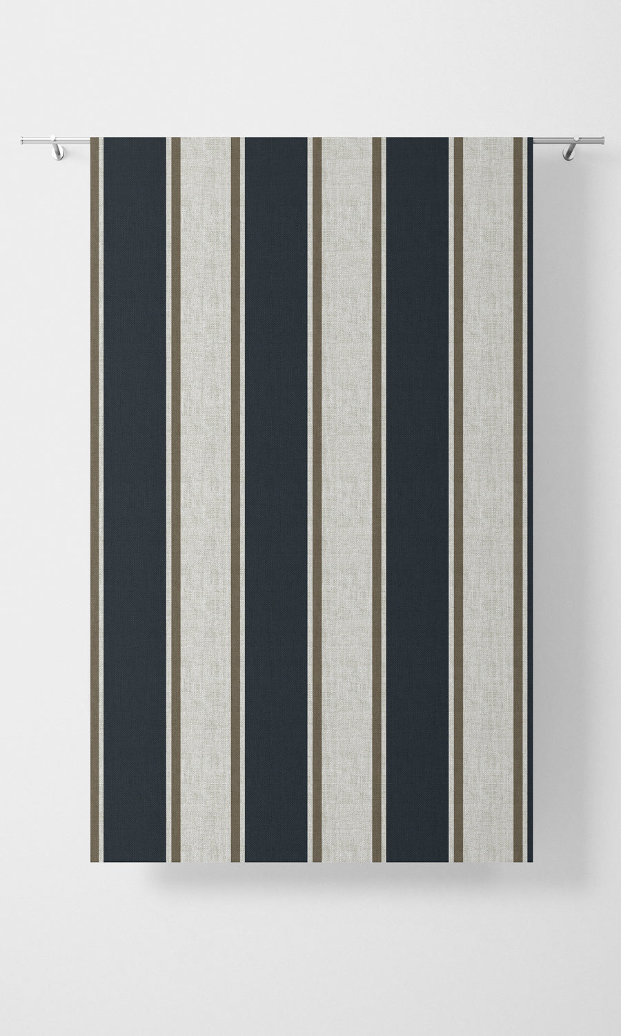 Geometric Home Textile Fabric Material By the Metre (Navy Blue/ Brown)
