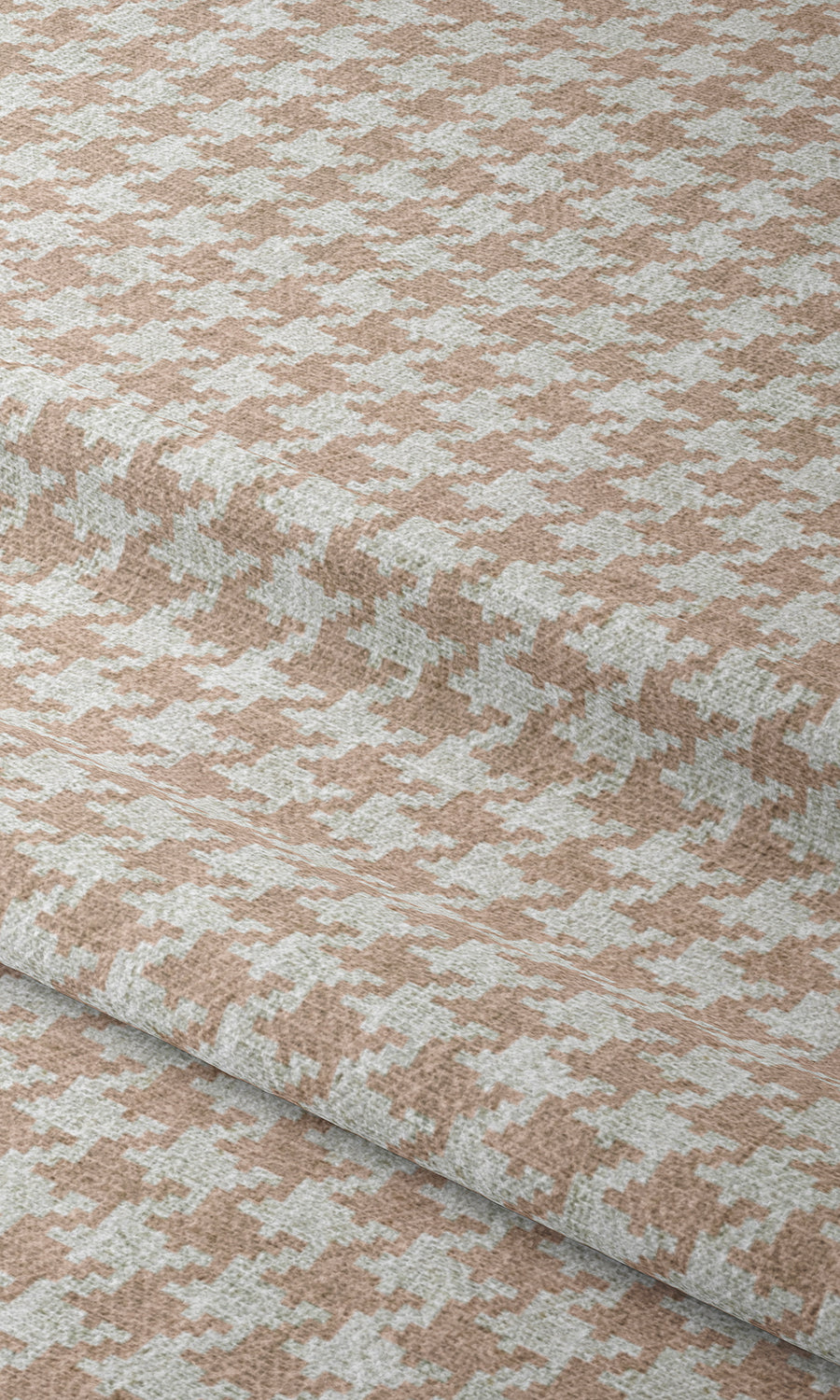 Houndstooth Print Window Treatments Fabric Sample (Blush Pink/ White)