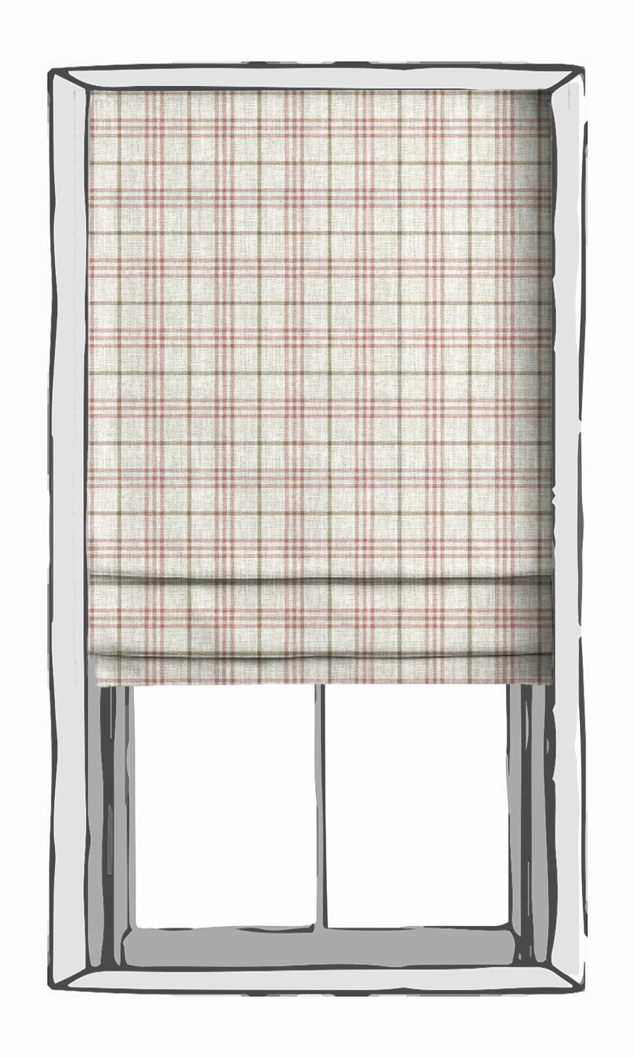 Checkered Window Treatments Fabric By the Metre (White/ Pink/ Red)