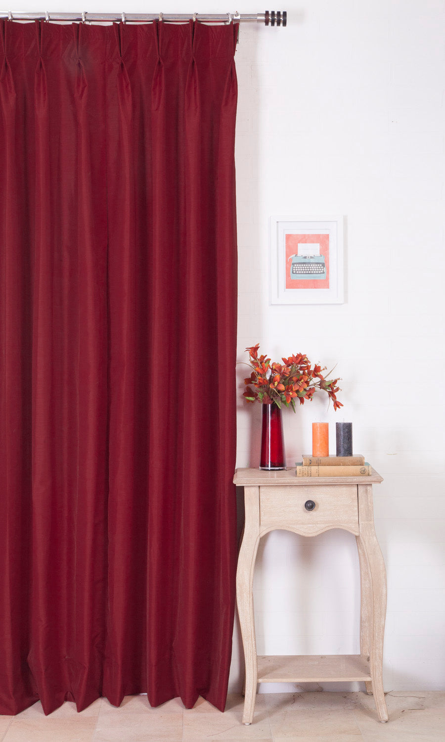 Faux Silk Home Décor Fabric Sample (Red/ Orange)