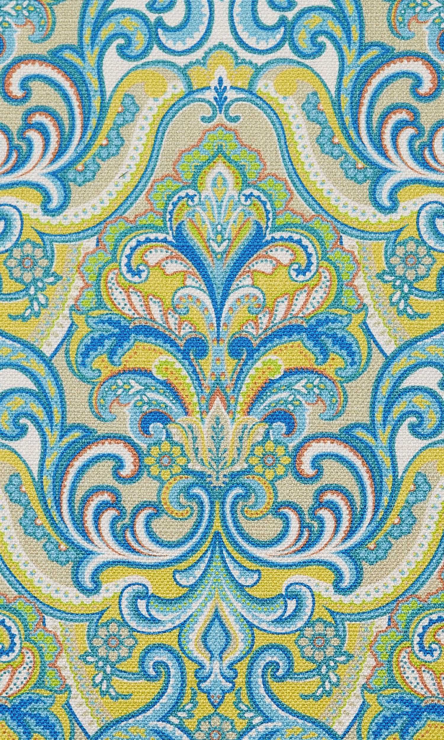 Fleur De Lis Print Home Textile Fabric Material By the Metre (Green/ Blue)
