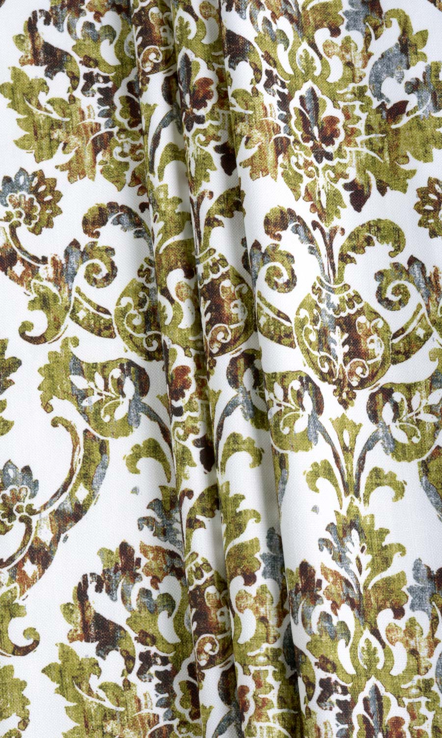 Damask Print Fabric Material By the Metre (Yellow/ Green/ Brown)
