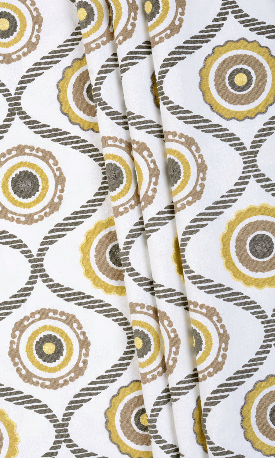 Printed Cotton Home Textile Fabric Material By the Metre (Ocher Yellow/ Gray/ Brown)