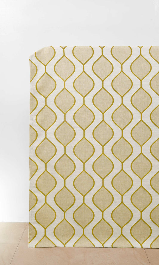 Ogee Patterned Home Décor Fabric By the Metre (White/ Yellow-Green)