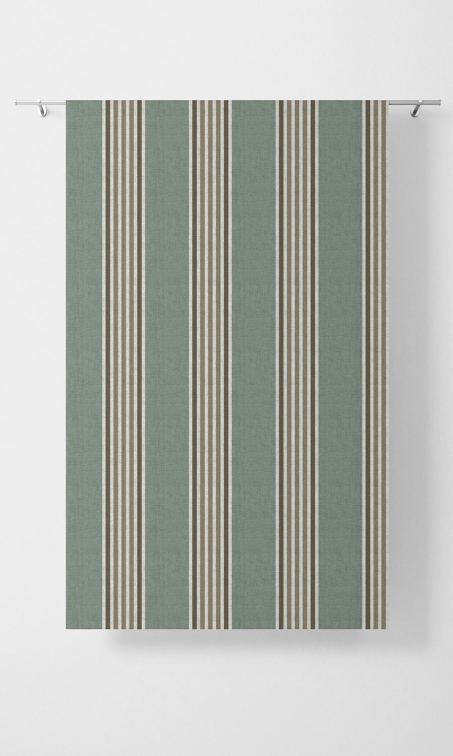 Striped Home Textile Fabric Material By the Metre (Duck Egg Blue/ Brown/ White)
