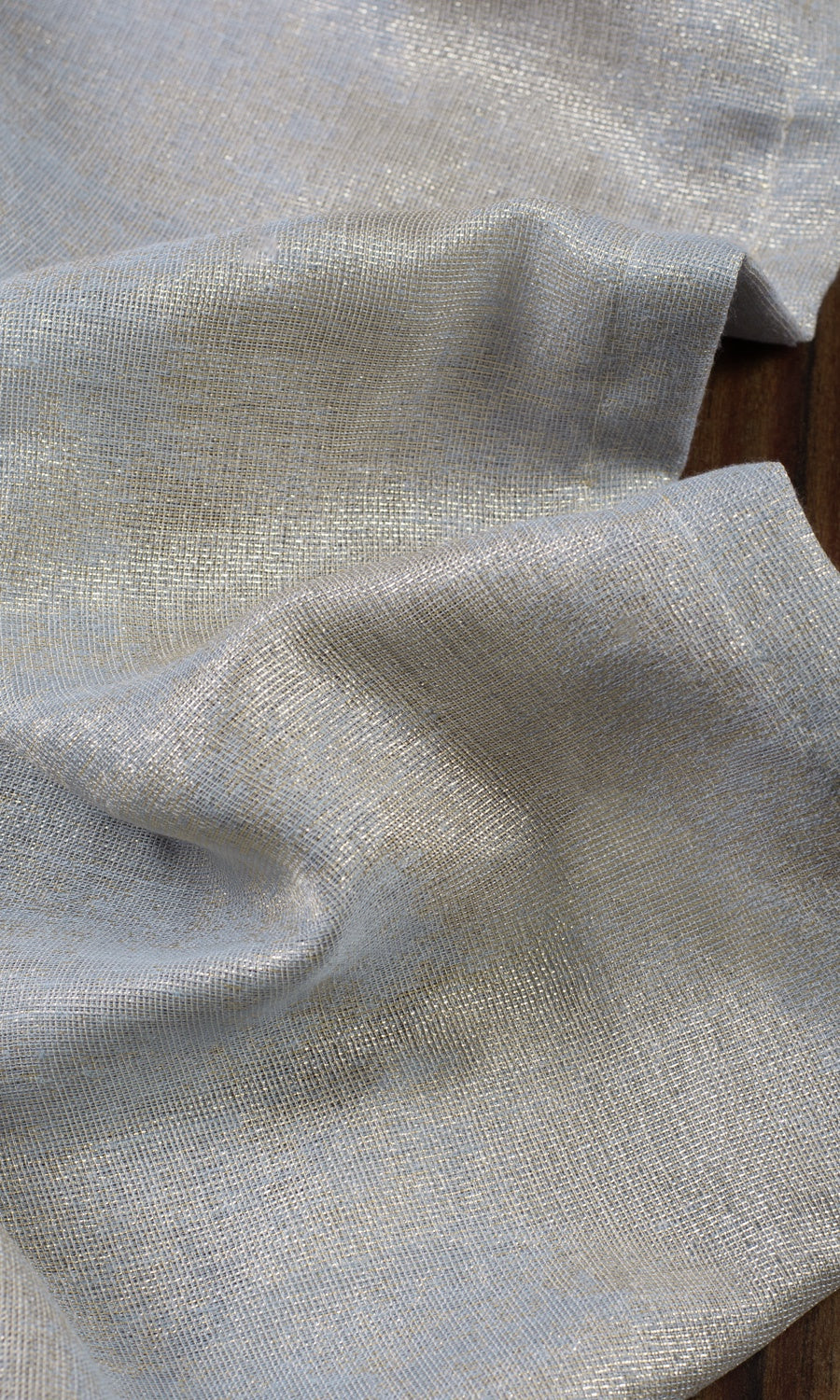 Metallic Accents Semi-Sheer Fabric By the Metre for Curtains & Drapes (Gray/ Gold)
