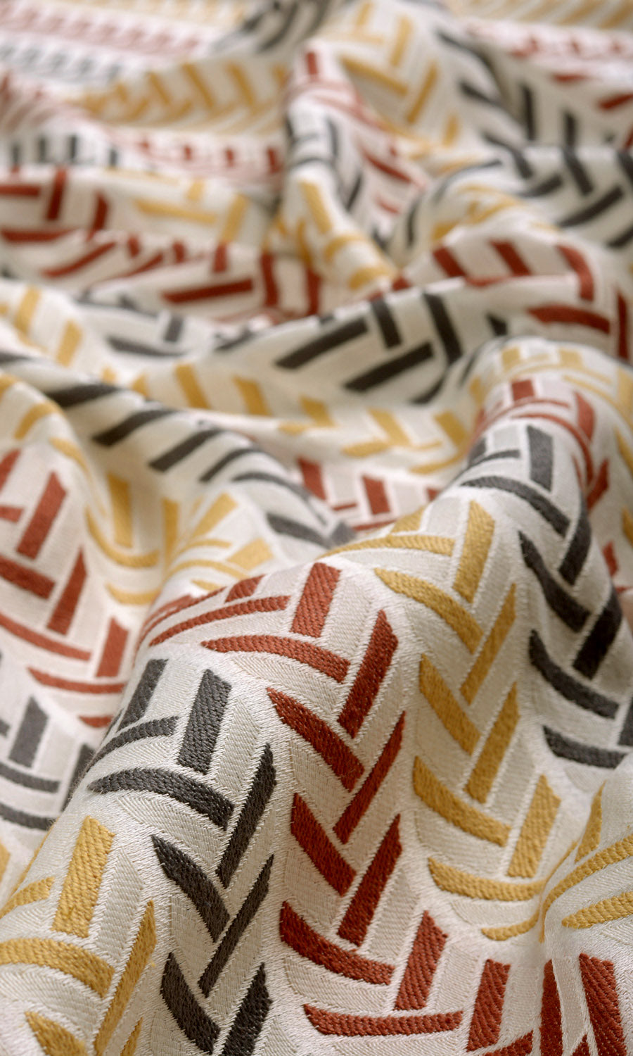 Herringbone Fabric Material By the Metre (Red/ Yellow/ Charcoal)
