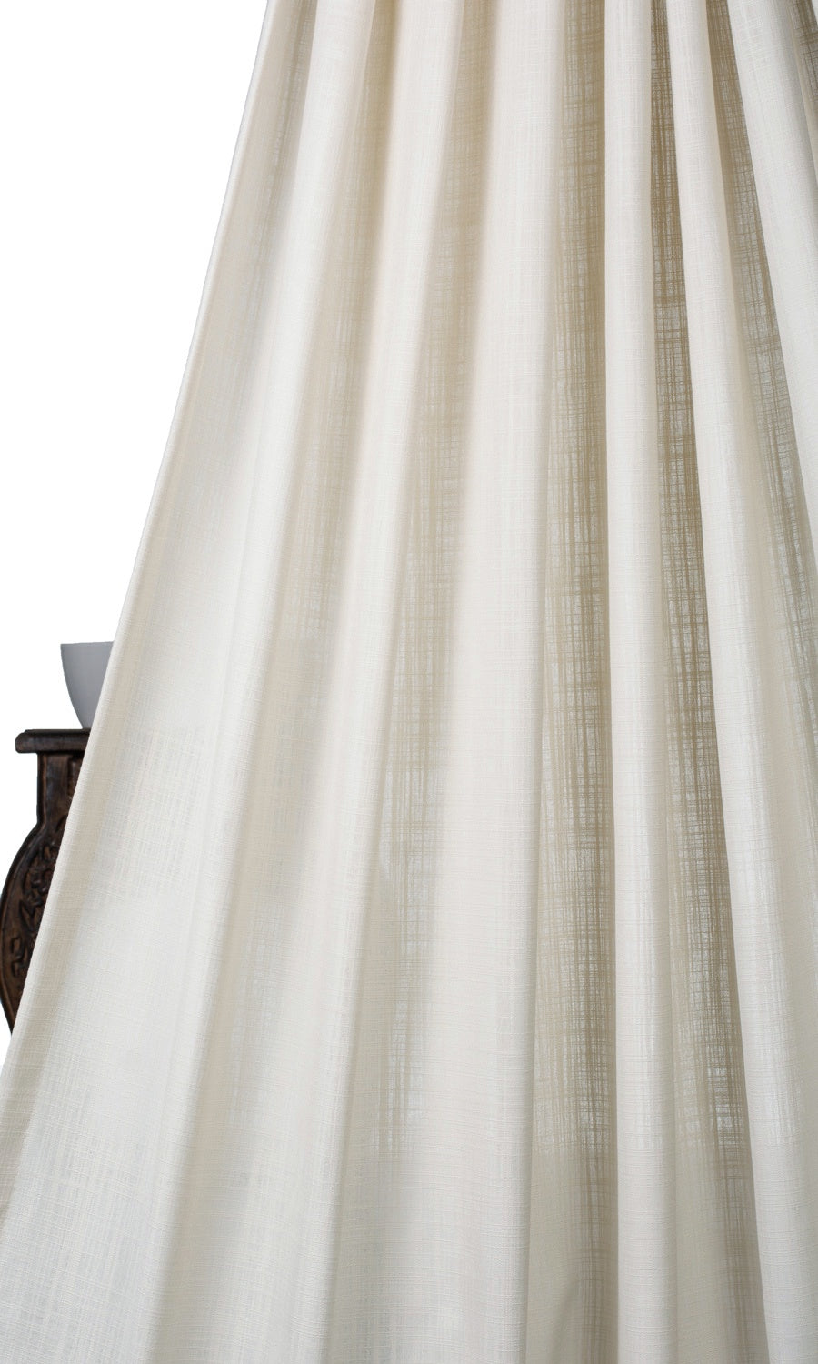 Semi-Sheer Fabric Sample for Curtains & Drapes (Warm Ivory/ Pale Beige)