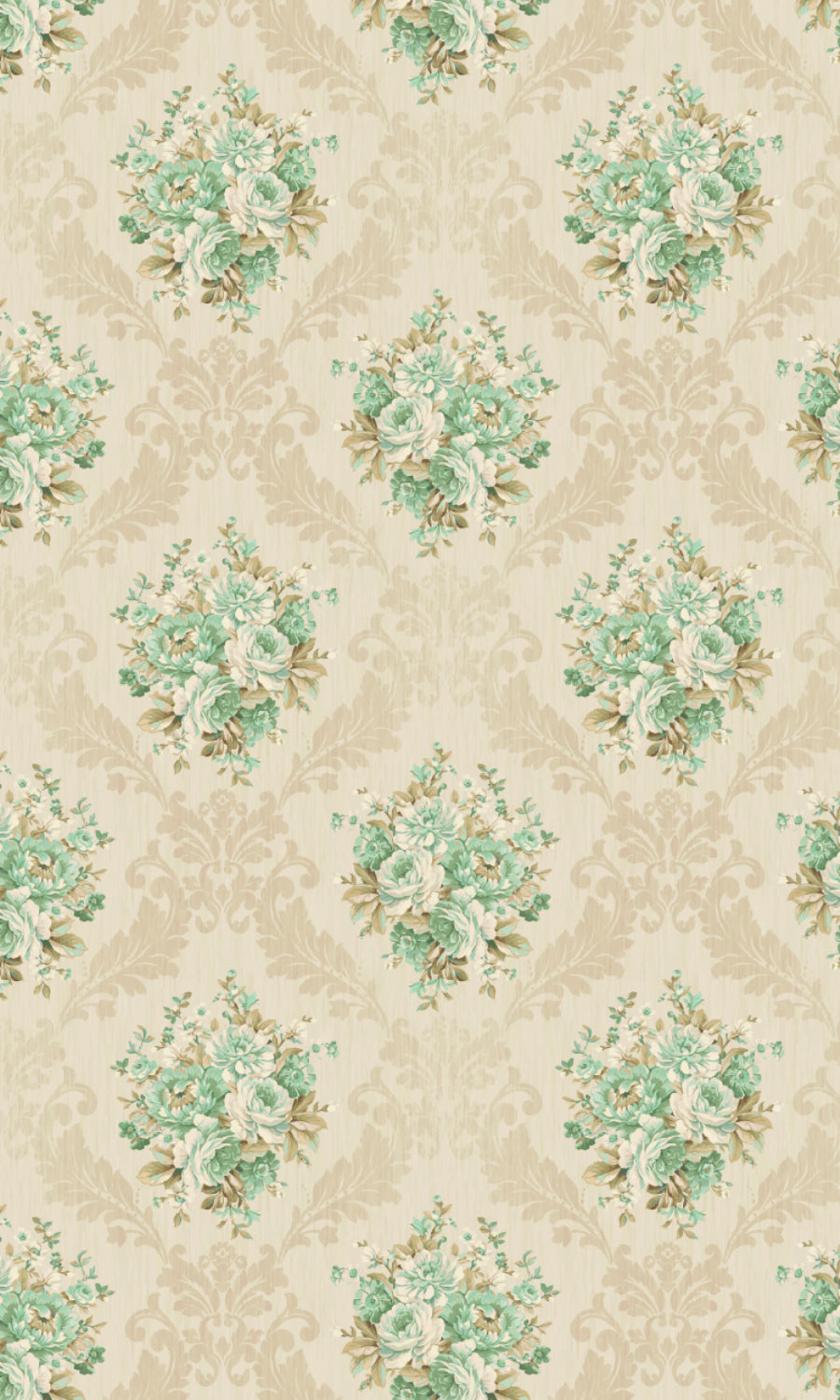 Dimout Floral Home Textile Fabric Material By the Metre (Beige/ Moss/ Aqua)
