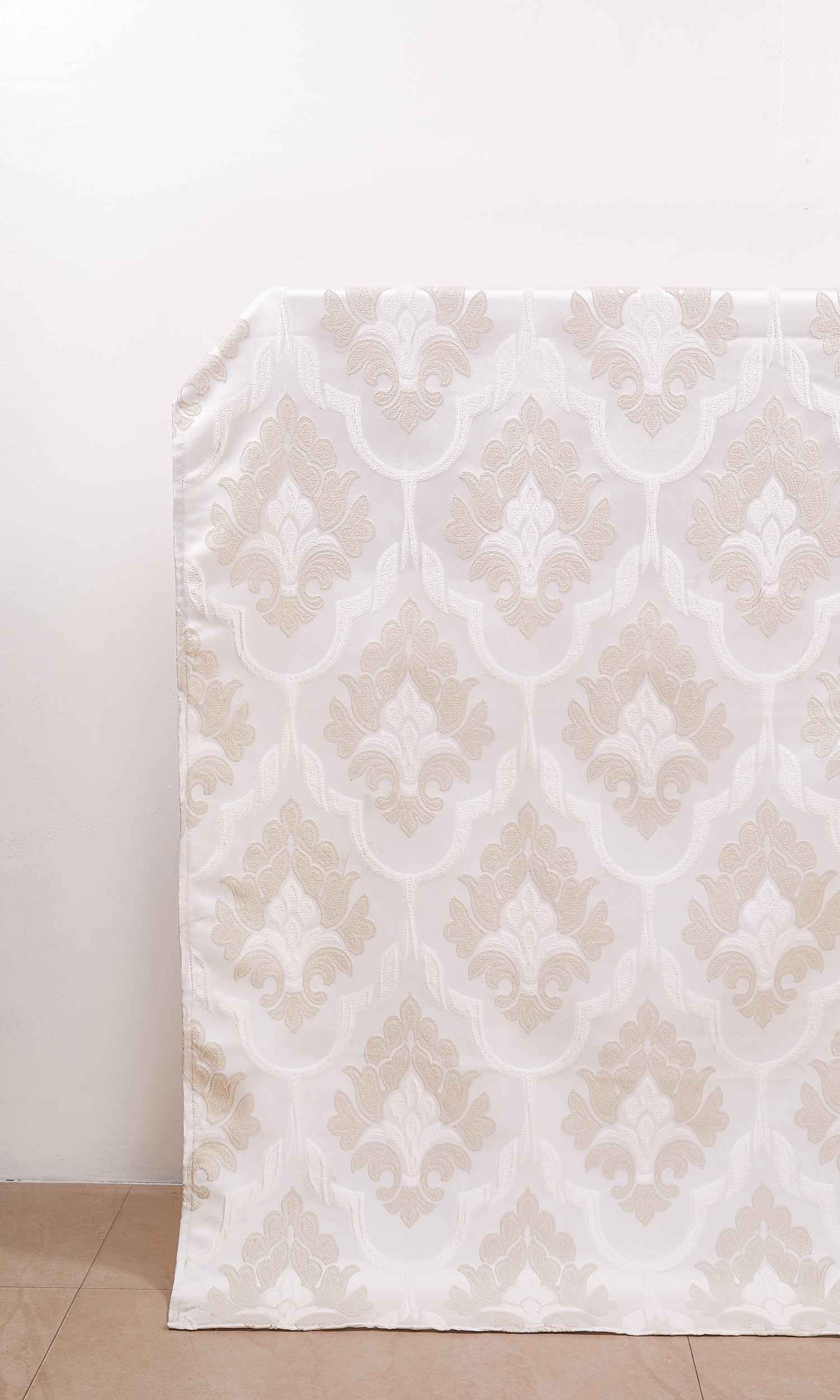 Self-Patterned Damask Window Treatments Fabric By the Metre (Beige/ Cream)