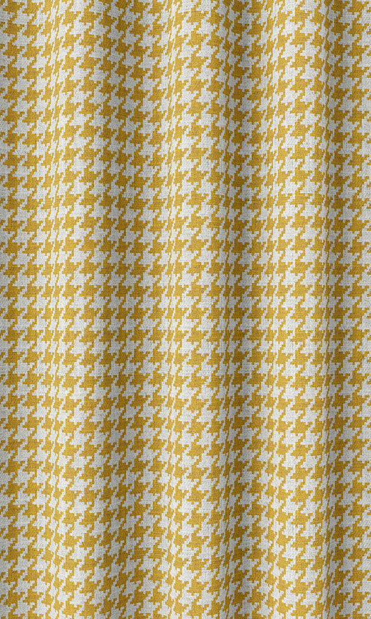 Houndstooth Home Décor Fabric By the Metre (Deep Yellow/ White)