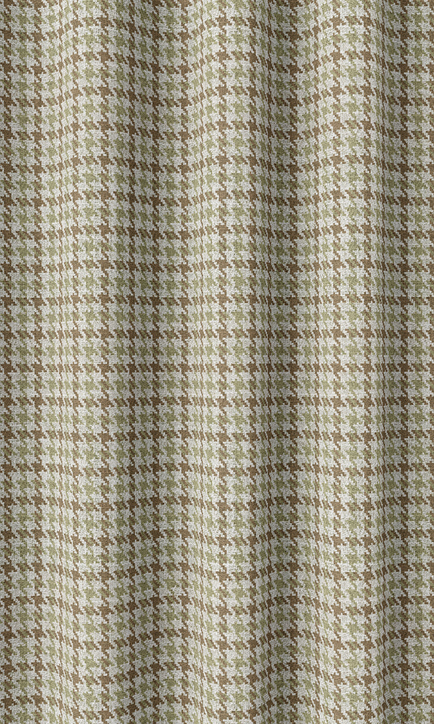 Houndstooth Patterned Home Décor Fabric Sample (Brown & Green)