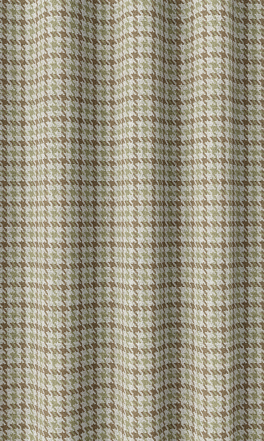 Houndstooth Patterned Drapes (Brown & Green)