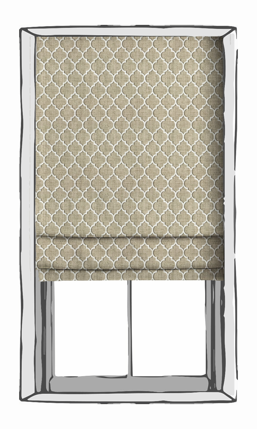 Trellis Tile Print Free Fabric Material Sample (Beige/ White)