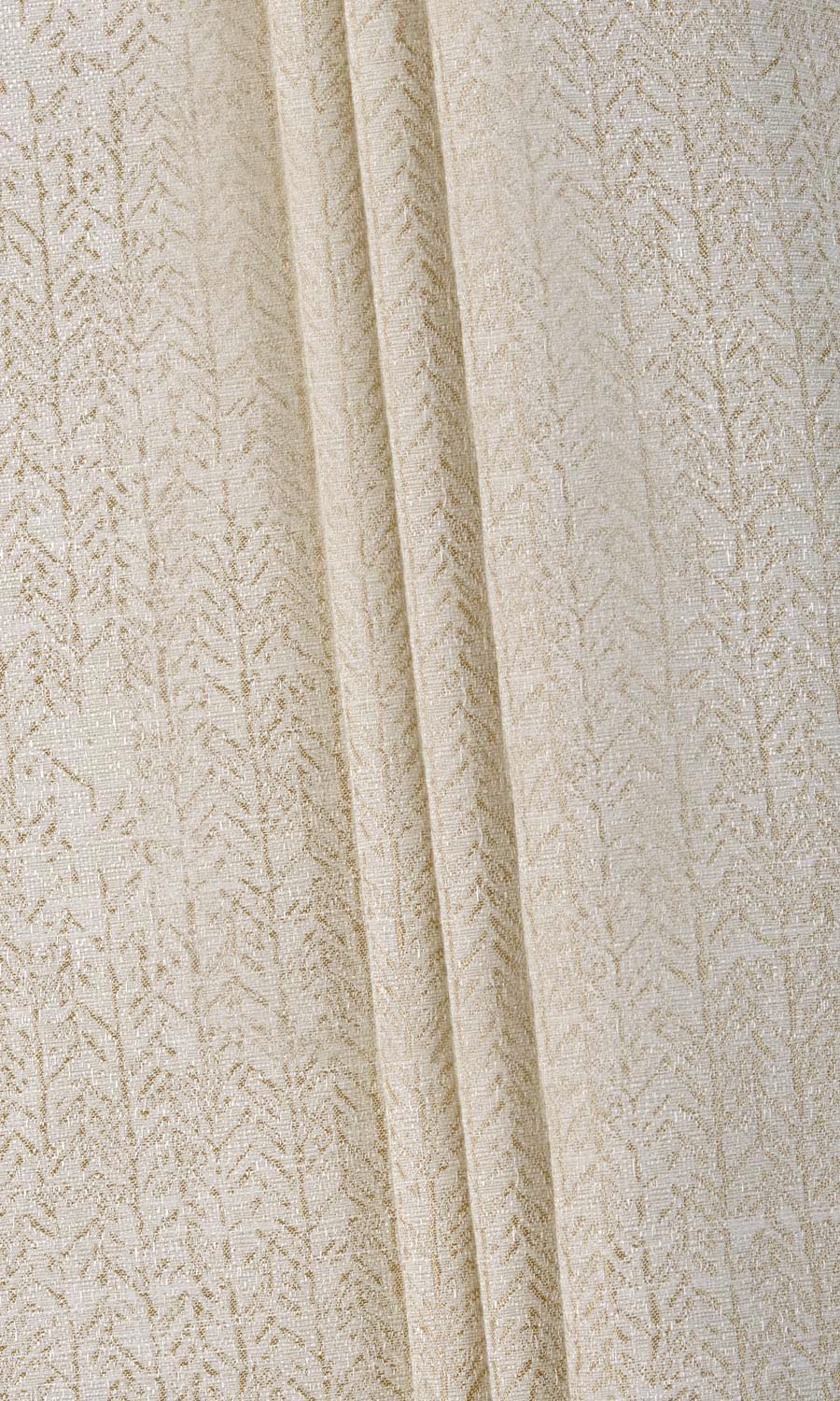 Herringbone Print Fabric Material By the Metre (Off White/ Pale Beige)