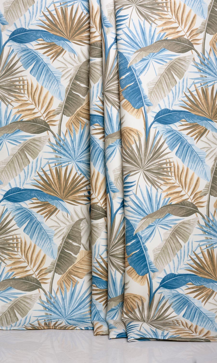 Botanical Floral Window Treatments Fabric Sample (Blue/ Brown)