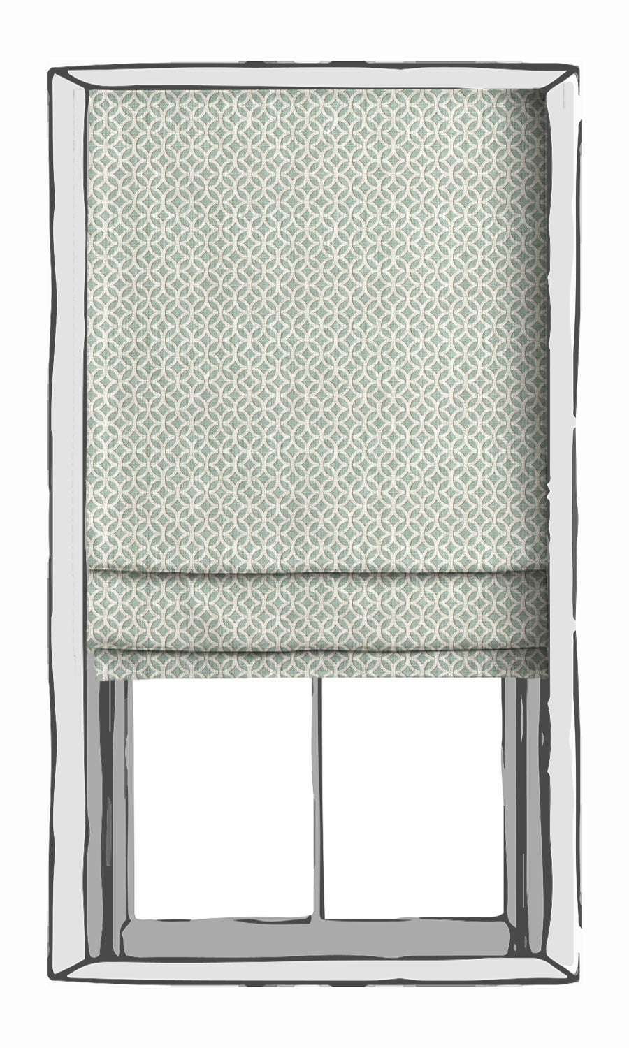 Geometric Print Window Treatments Fabric Sample (Aqua Blue/ White)