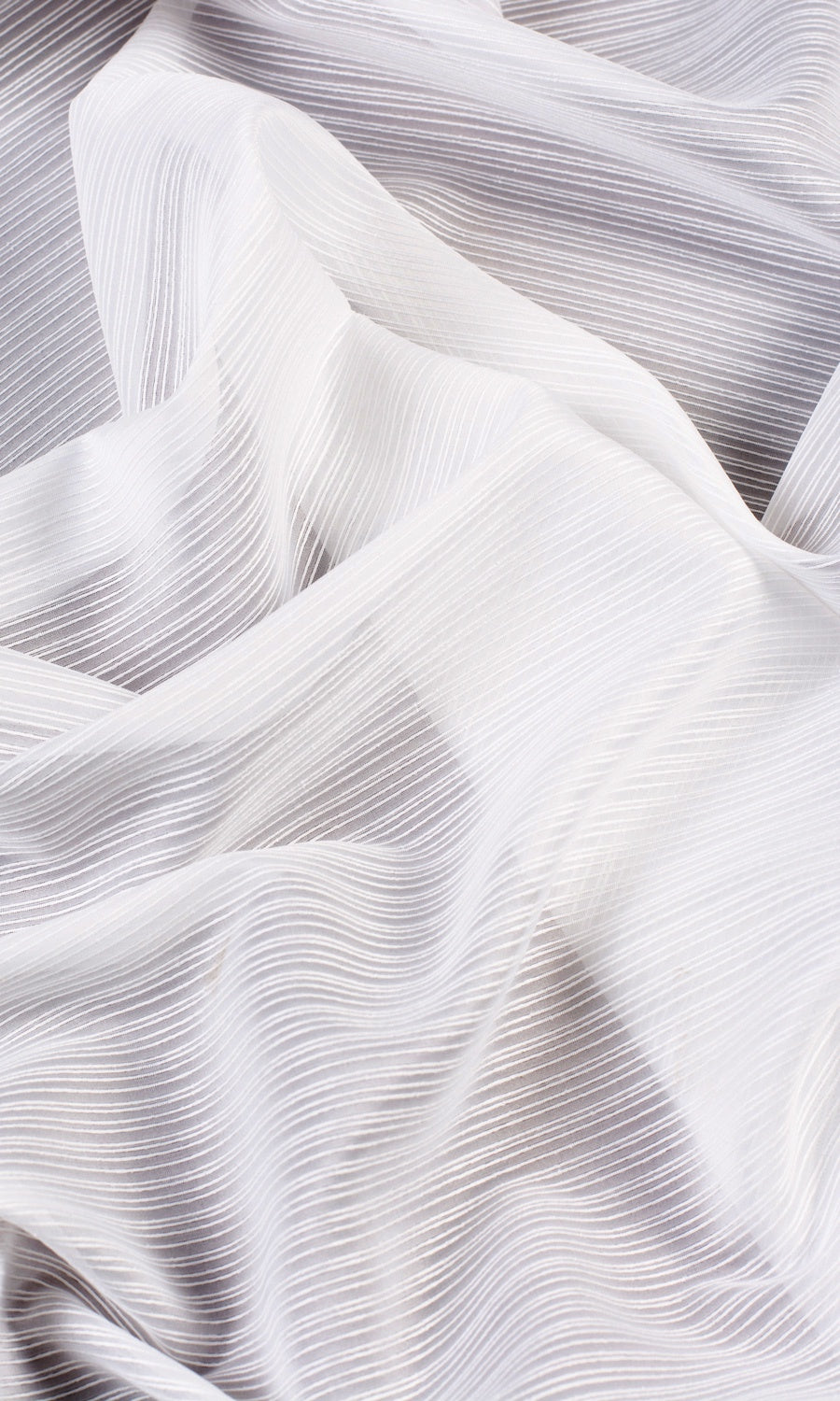 Striped Sheer Window Treatments Fabric Sample (White)