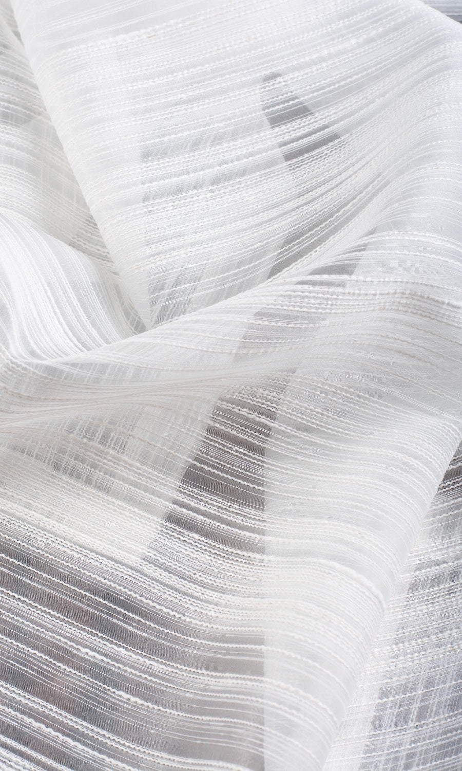 Striped Sheer Fabric By the Metre for Curtains & Drapes (White)