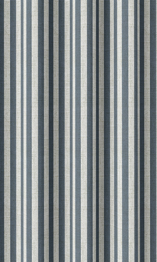 Modern Striped Print Home Décor Fabric By the Yard (Petrol Blue/ White)
