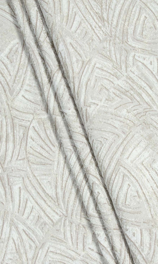 Self-Patterned Poly-Cotton Home Décor Fabric Sample (White/ Cream)