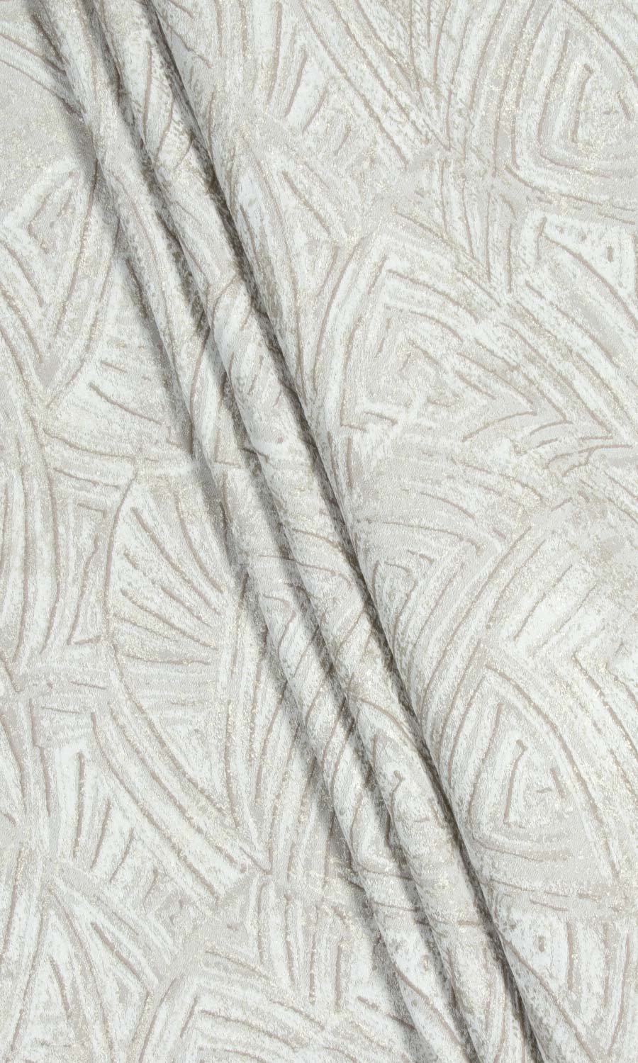 Self-Patterned Poly-Cotton Home Décor Fabric Sample (White/ Cream)