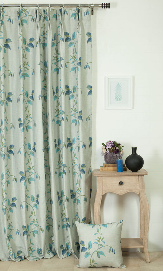 Floral Home Décor Fabric Sample (Blue/ Green)