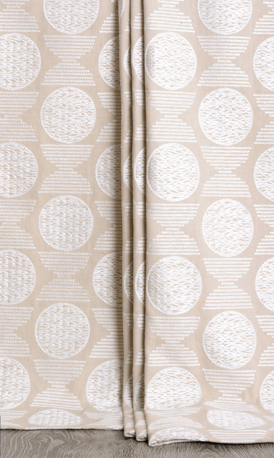 Geometric Patterned Window Treatments Fabric Sample (Beige/ White)