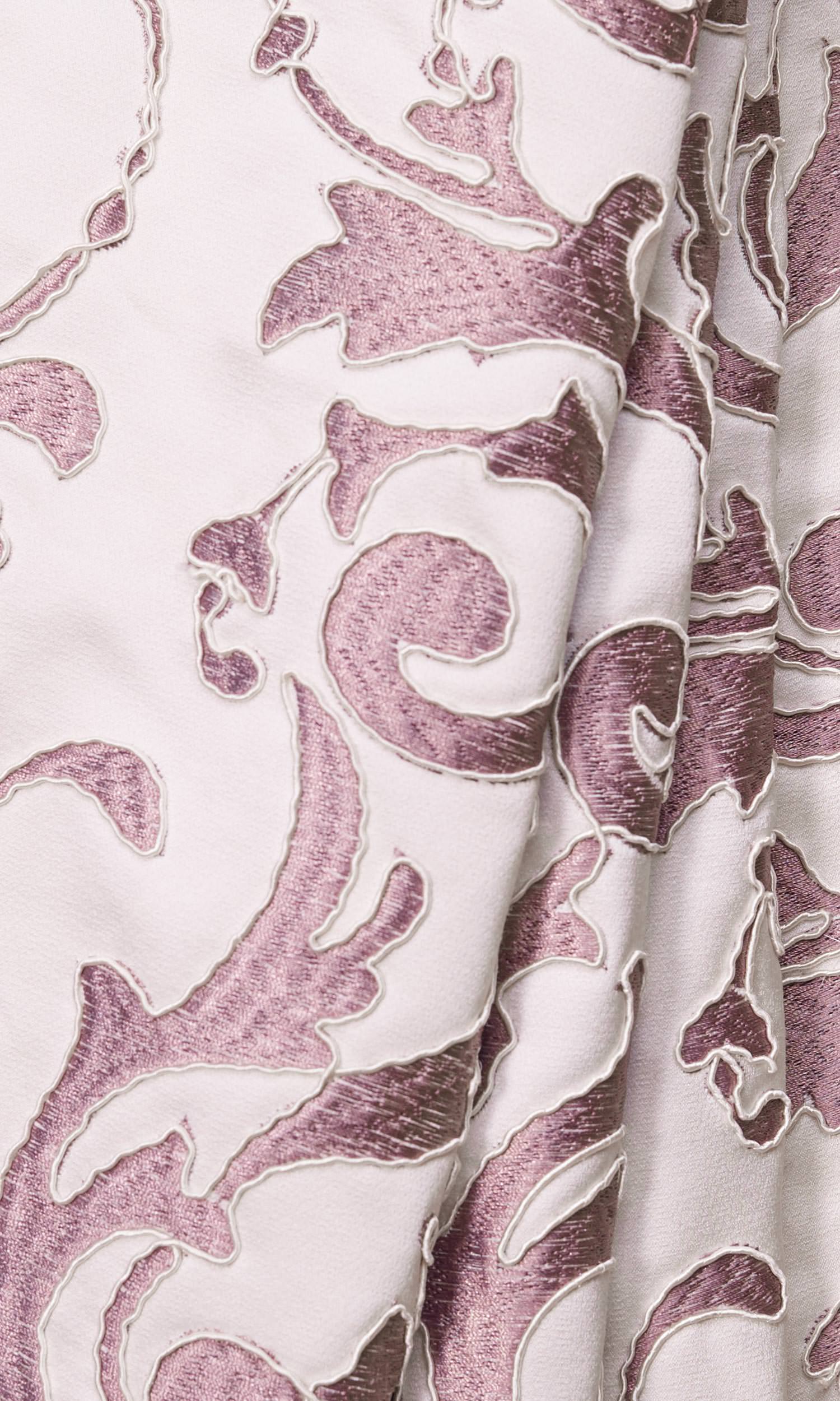 Damask Window Treatments Fabric By the Metre (Mauve Pink/ White)
