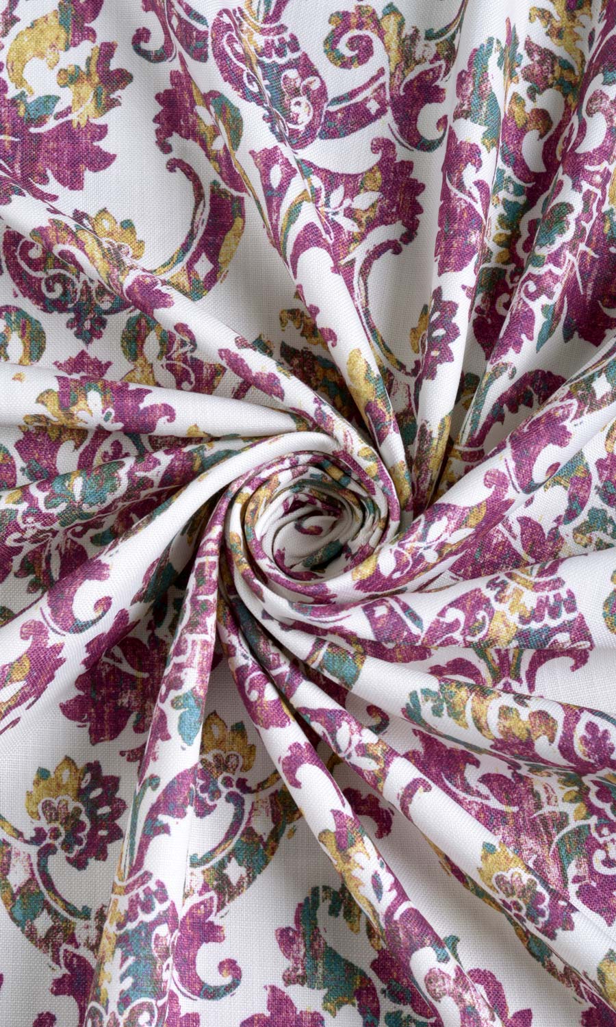 Damask Print Fabric By the Metre for Curtains & Drapes (Pink/ Purple)