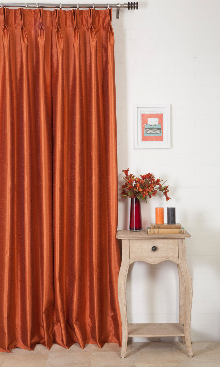 Faux Silk Home Décor Fabric Sample (Red/ Orange)