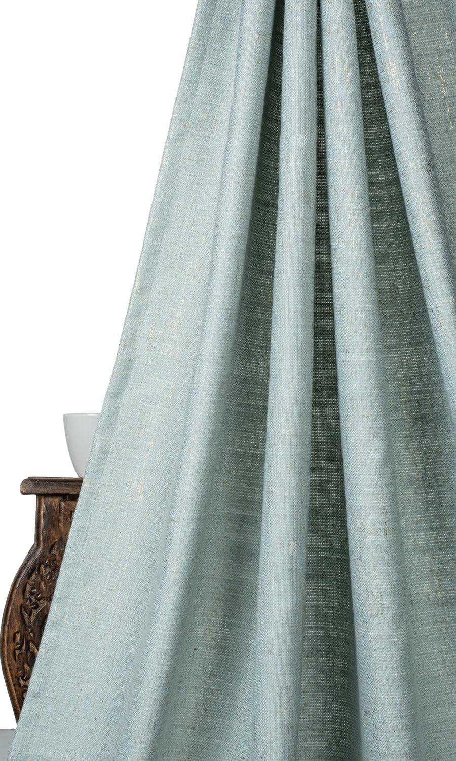 Metallic Print Poly-Linen Free Fabric Material Sample (Powder Blue)
