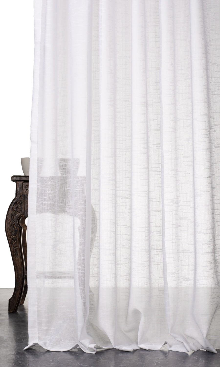 Textured Sheer Window Treatments Fabric Sample (White)