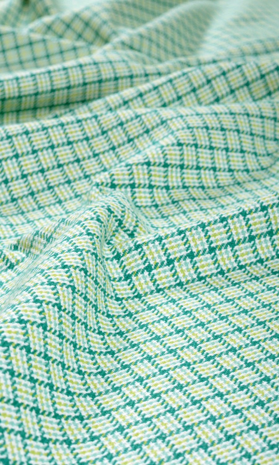 Basketweave Cotton Home Textile Fabric Material By the Metre (Green/ Blue)