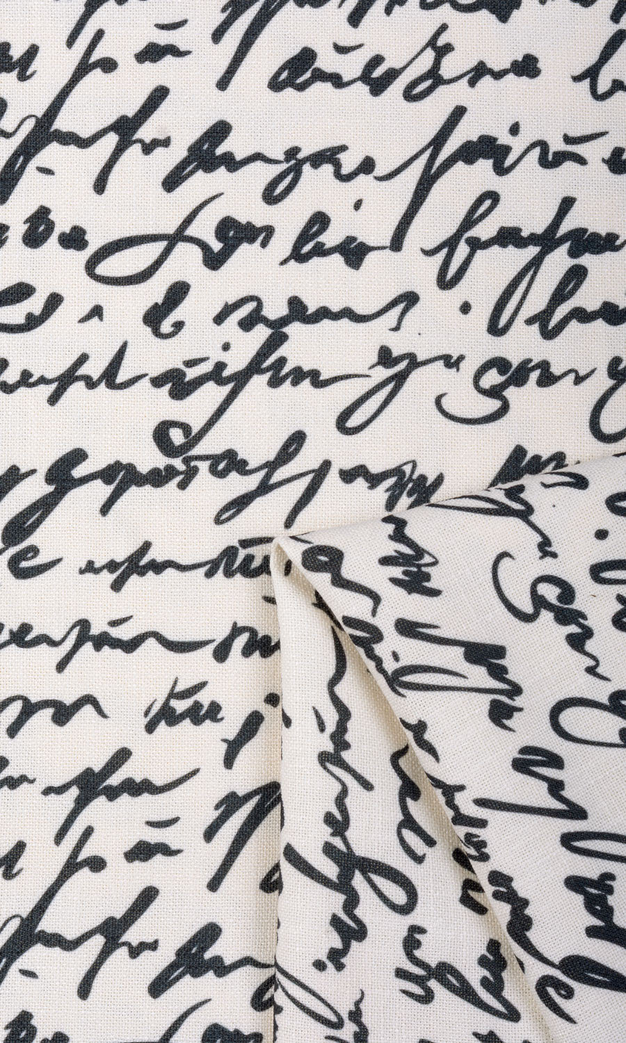Script Print Home Textile Fabric Material By the Metre (Paper White/ Ink Black)