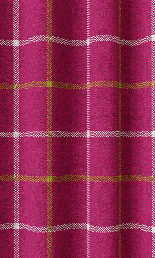 Check Patterned Curtains (Magenta Pink)