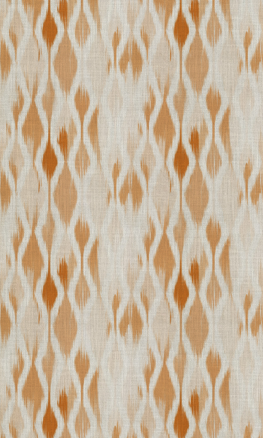 Ikat-Style Free Fabric Material Sample (White/ Orange/ Brown)