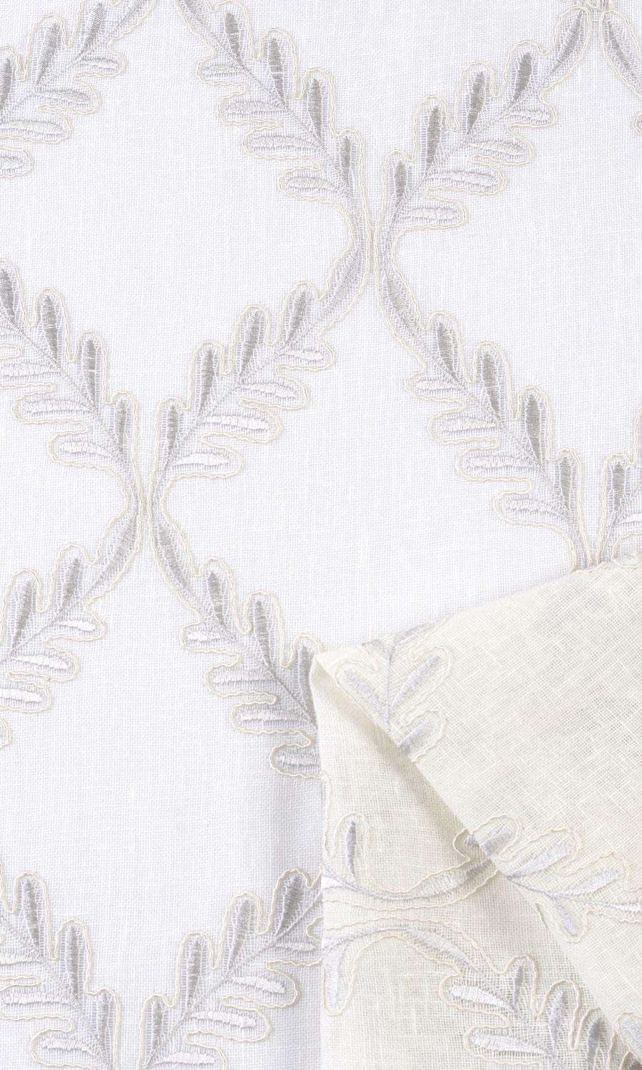 Sheer Floral Embroidered Window Treatments Fabric By the Metre (White/ Cream)