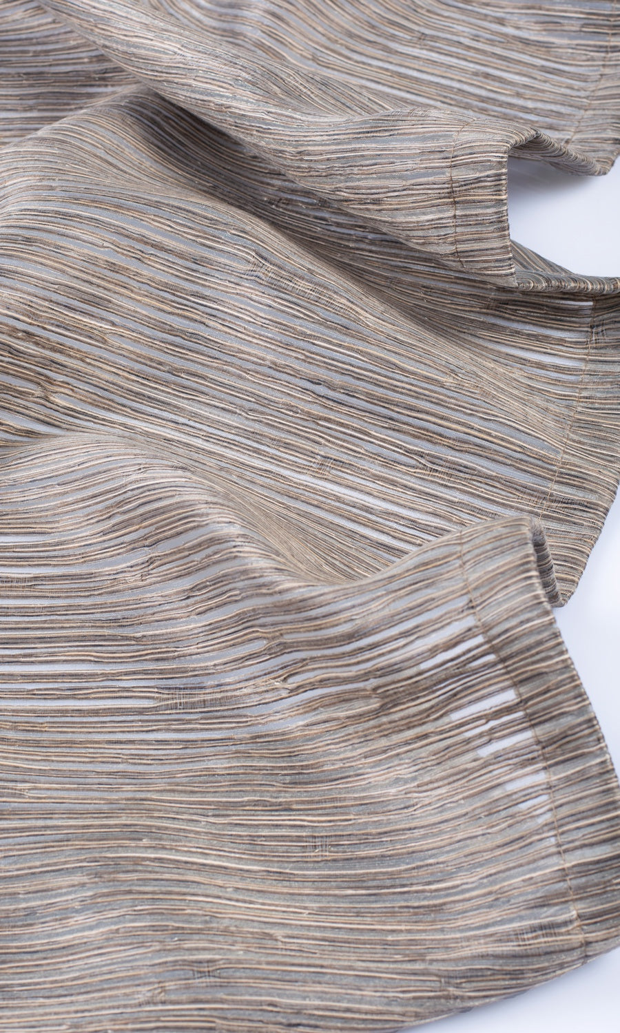 Striped Sheer Home Textile Fabric Material By the Metre (Mocha Brown)