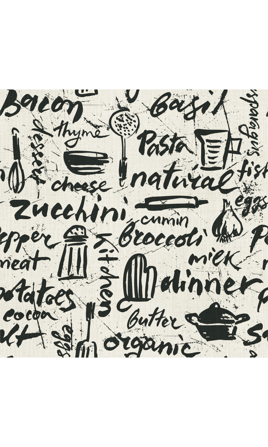 Cooking/Dining Theme Home Textile Fabric Material Sample (Black/ White)