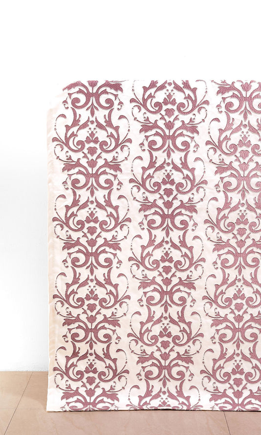 Damask Home Décor Fabric By the Yard (Mauve Pink/ White)