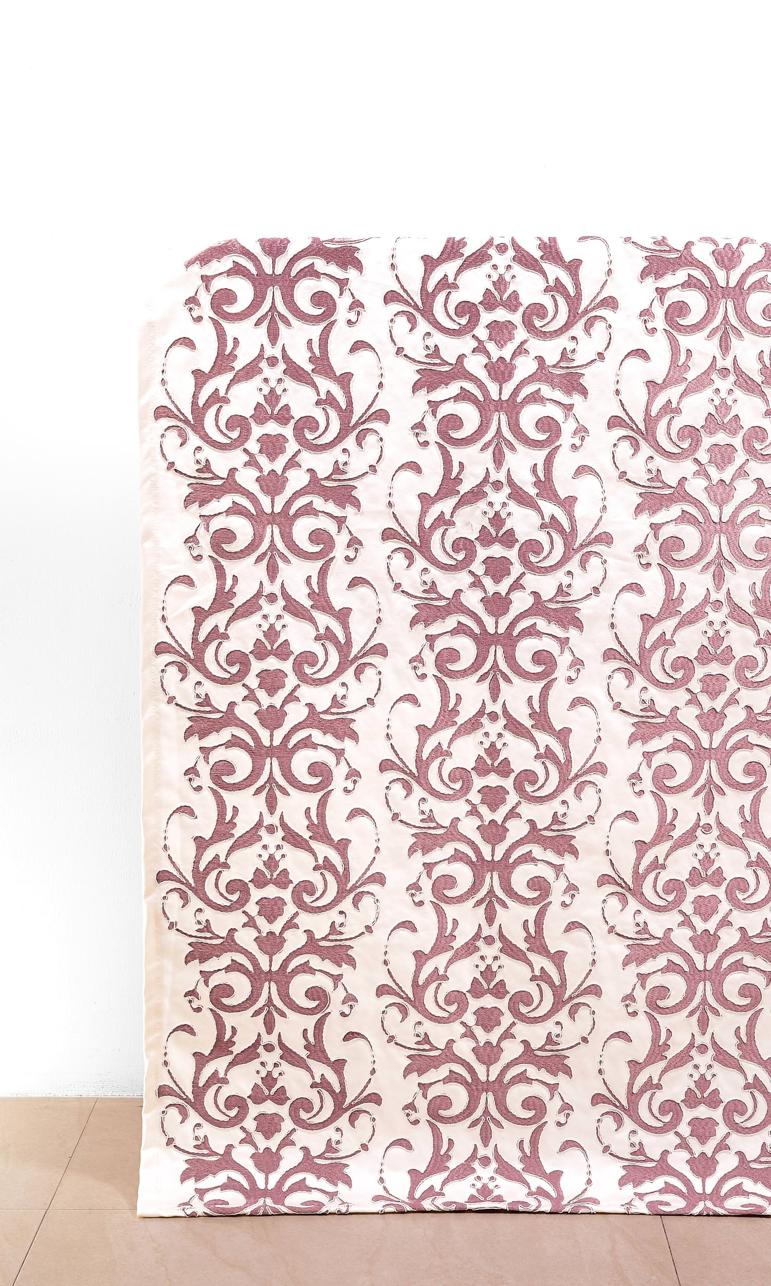 Damask Home Décor Fabric By the Metre (Mauve Pink/ White)
