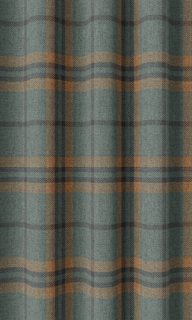 Plaid Home Textile Fabric Material By the Metre (Teal/ Mustard)