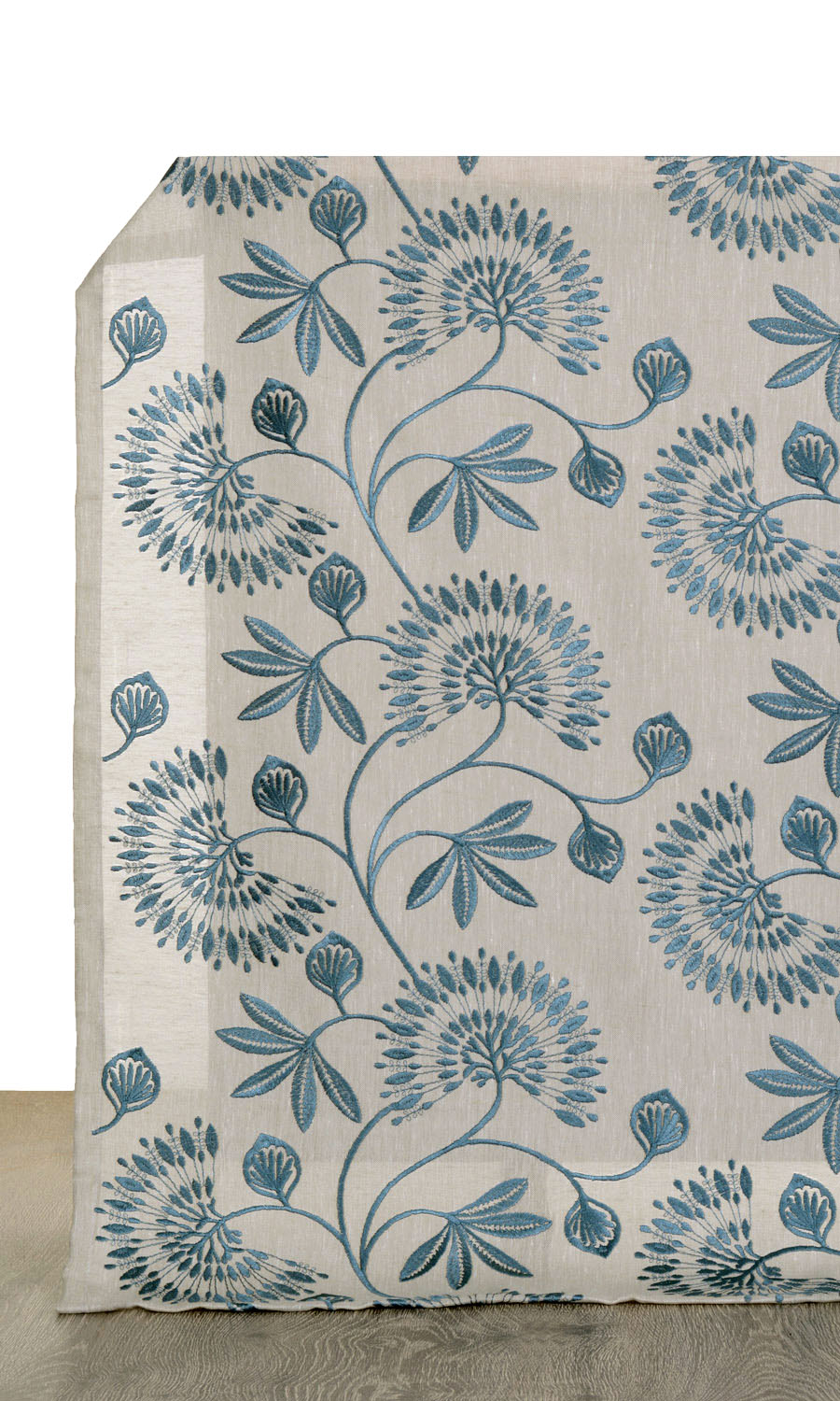 Semi-Sheer Home Décor Fabric By the Metre (Beige/ Teal)