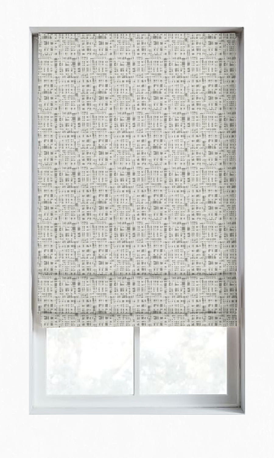 Abstract Print Window Treatments Fabric Sample (White/ Pewter Grey)