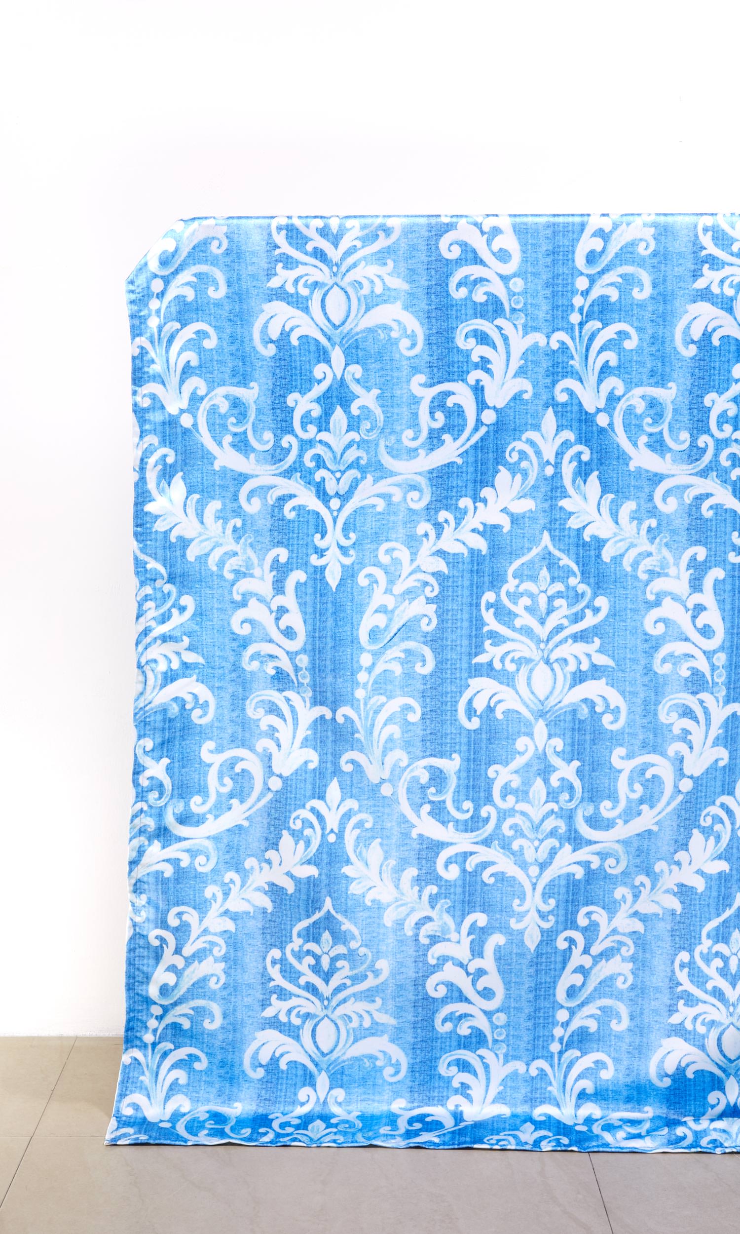 Damask Home Décor Fabric By the Metre (Blue/ White)