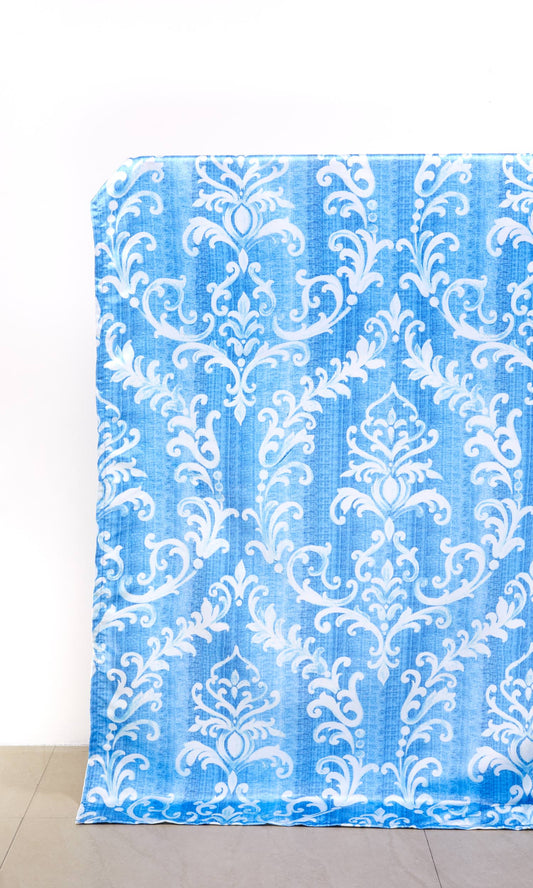 Damask Home Décor Fabric Sample (Blue/ White)
