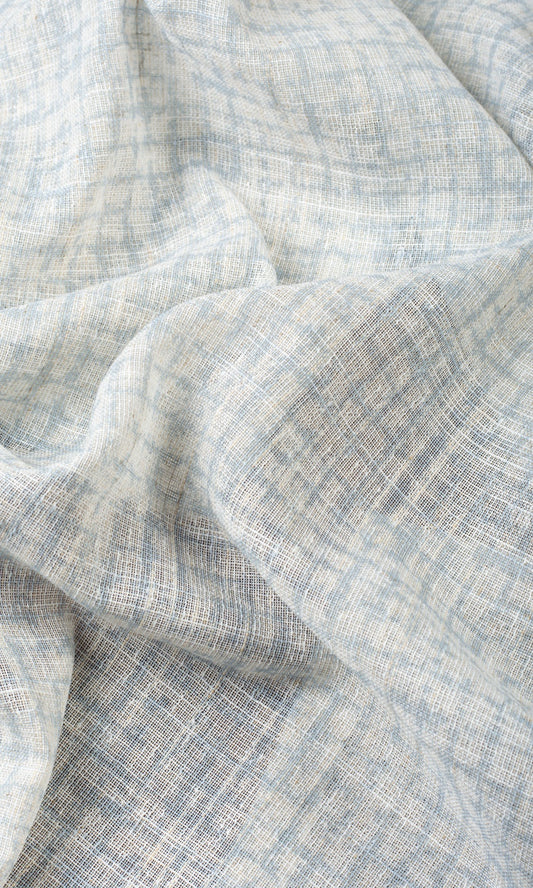 Checked Sheer Home Décor Fabric Sample (White/ Turquoise Blue)