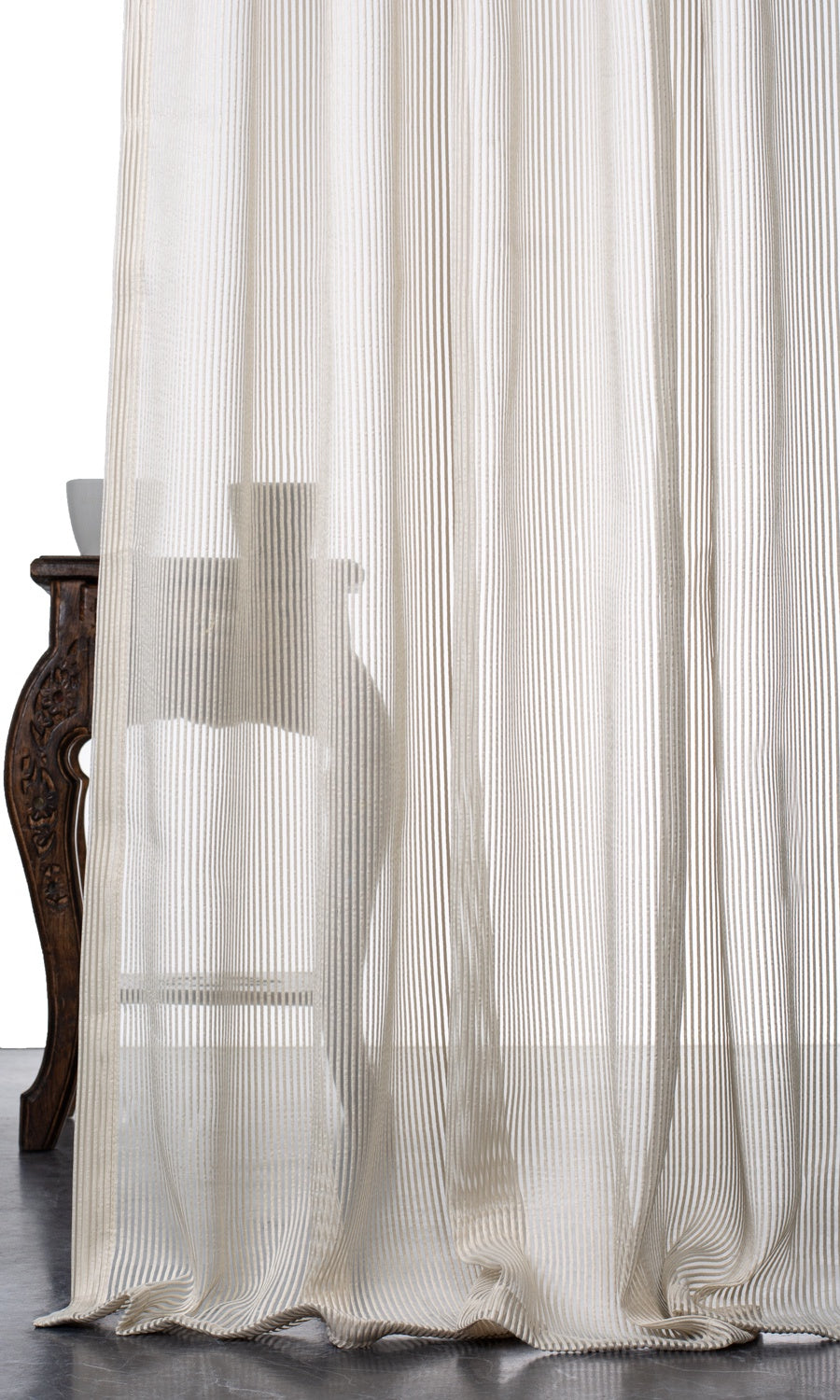 Striped Sheer Home Décor Fabric Sample (Pale Beige/ Ivory)