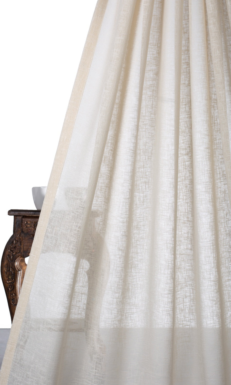 Textured Sheer Home Textile Fabric Material Sample (Warm Ivory/ Pale Beige)